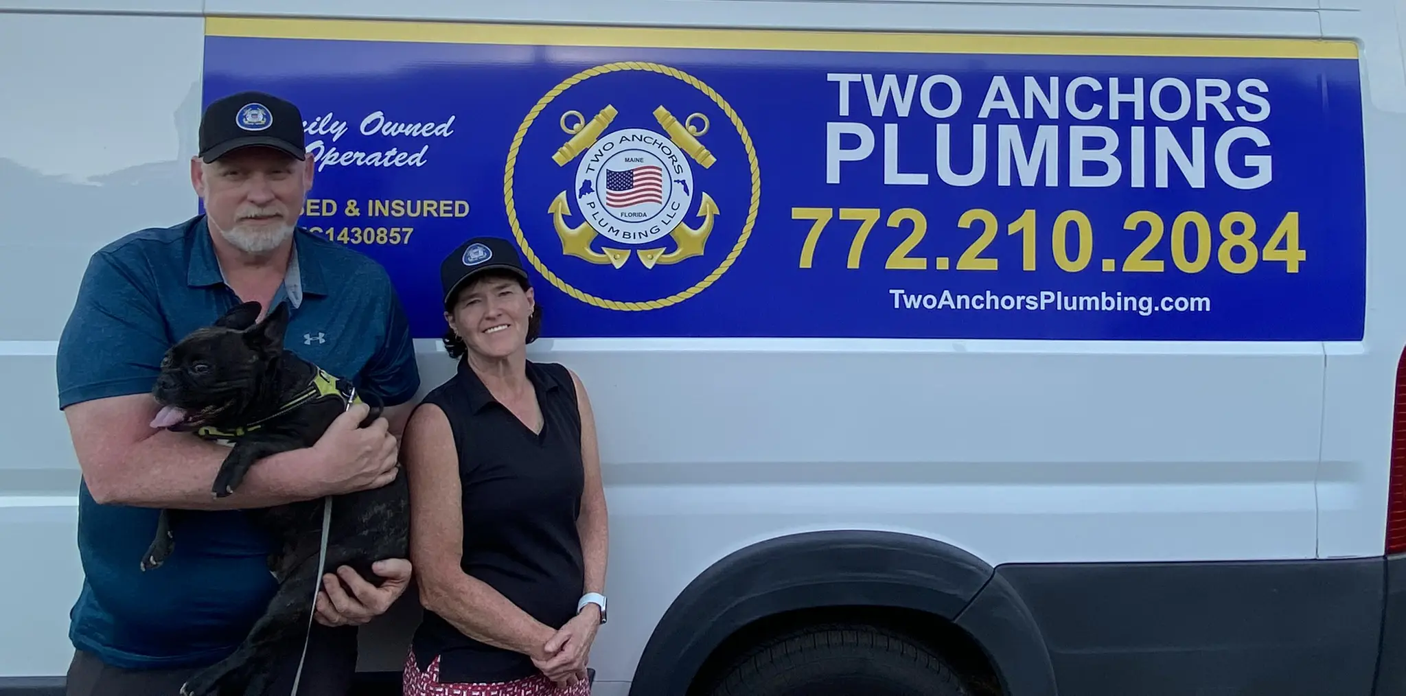 Picture of the owner of two anchors plumbing and their van